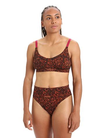 Women's Icebreaker Merino Queens Clasp Bras Black / Cherry | CA 1137VRWD